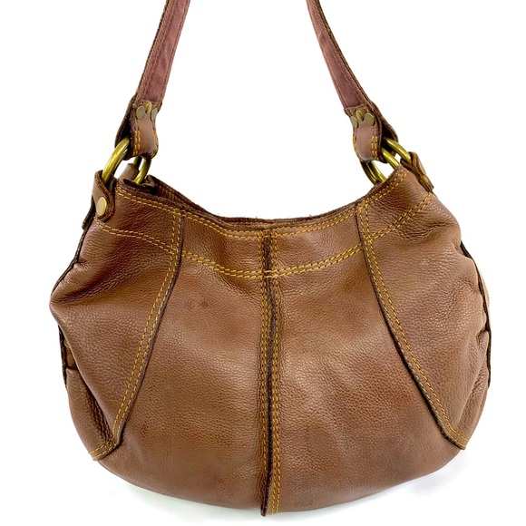 Lucky Brand Brown Leather Hobo Crescent Medium Shoulder Bag purse - Picture 1 of 10